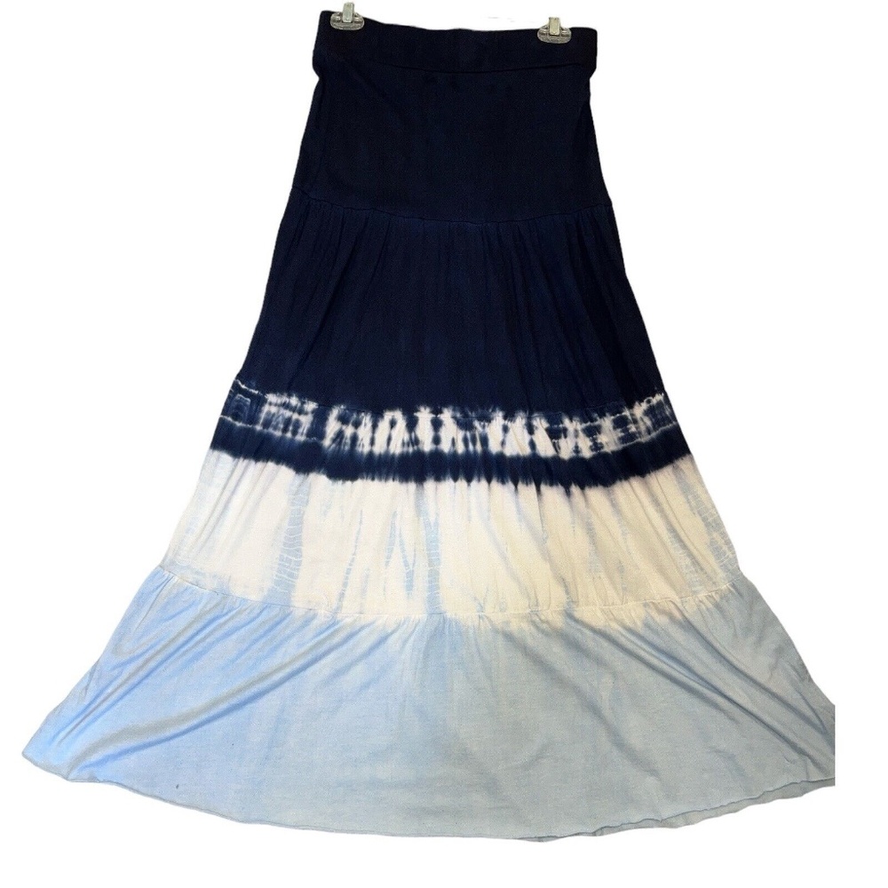 Michael Stars Long Skirt Tie Dye Jersey Knit Pull On‎ Hippie Boho Coastal Blue S